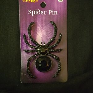 Spirit Halloween Black Crystal Spider Pin